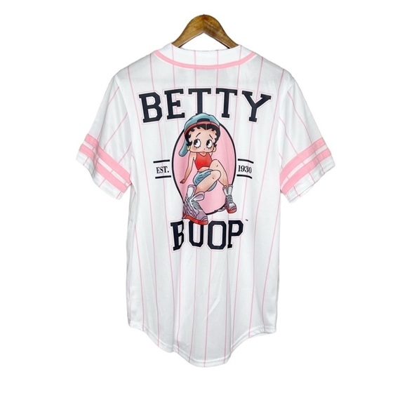 Betty Boop White Pinstripe Graphic Jersey - Picture 1 of 7